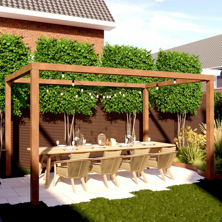 Pergola af cortenstål model firkantet 324 x 250 cm