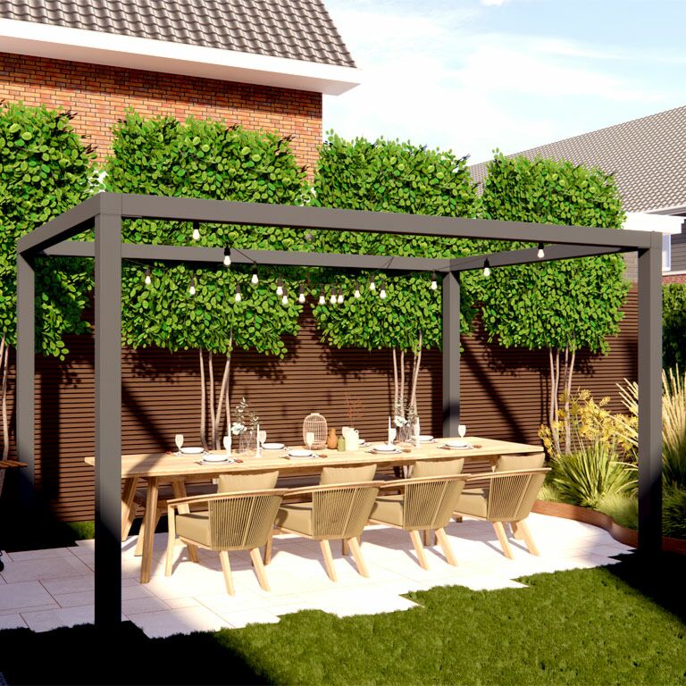 Pergola af pulverlakeret stål model firkantet 274 x 250 cm