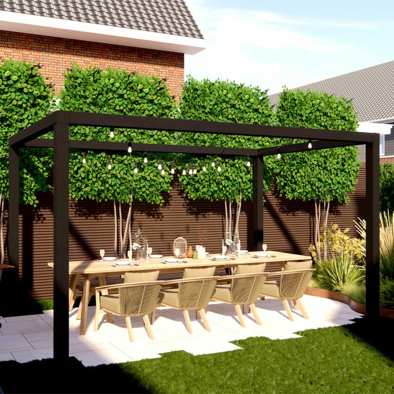 Pergola af pulverlakeret stål model firkantet 324 x 300 cm