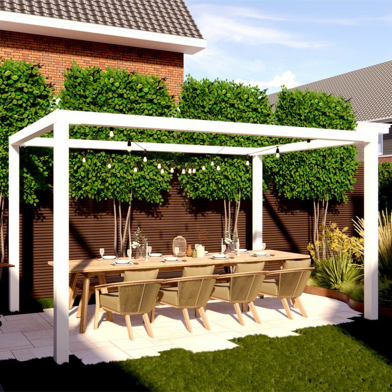 Pergola af pulverlakeret stål model firkantet 224 x 200 cm