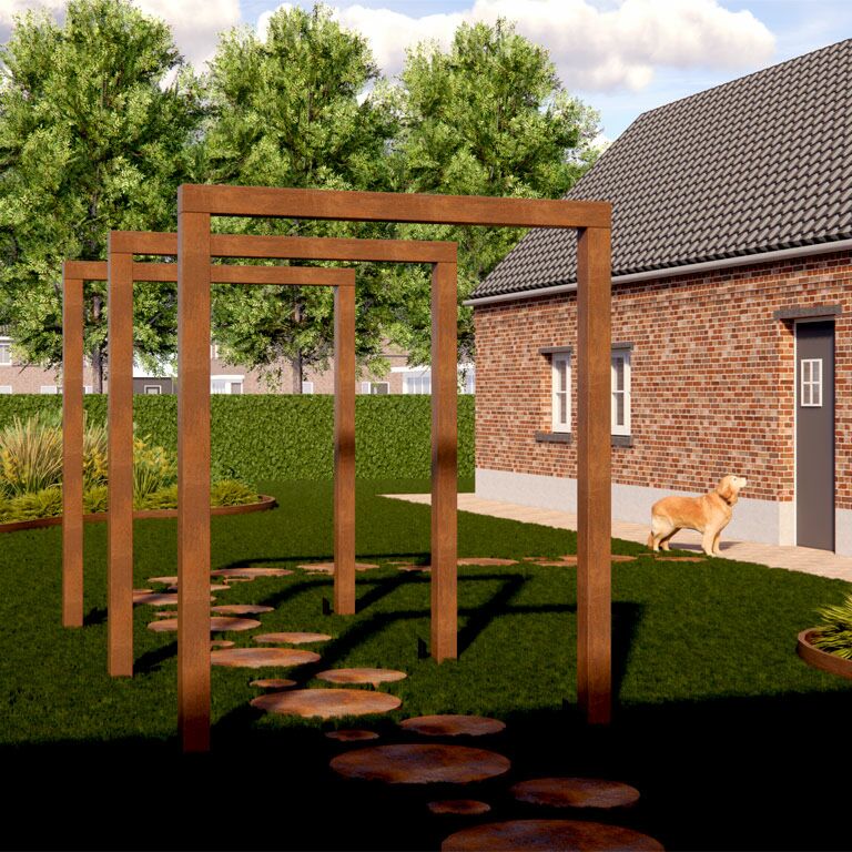 Pergola af cortenstål lige 150 cm
