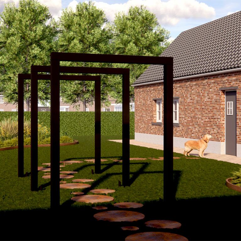 Pergola af pulverlakeret stål lige 400 cm