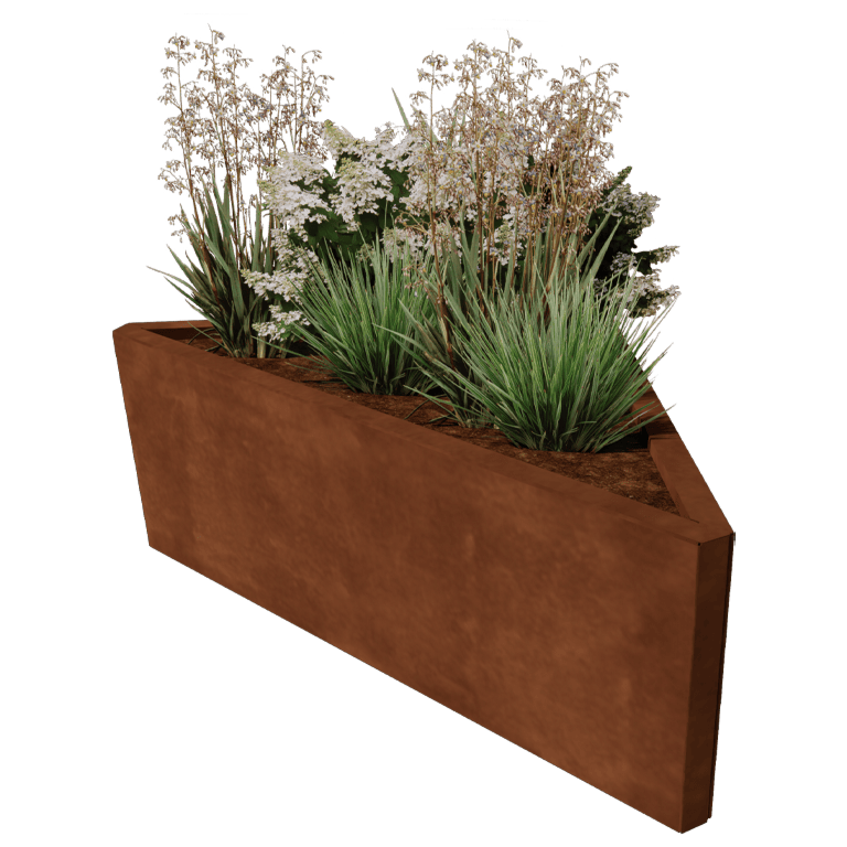 Plantekasse af cortenstål Alaska ligebenet 112 cm