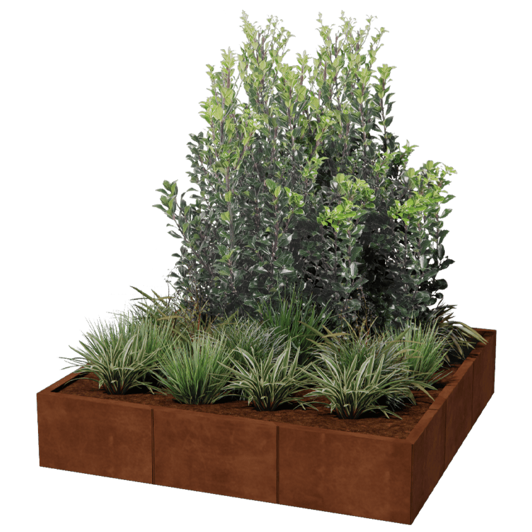 Plantekasse af cortenstål Miami xxl 150 x 150 cm