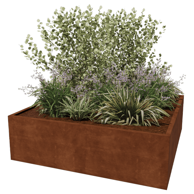 Svejst plantekasse Corten-stål Montana 200 x 200 x 60 cm