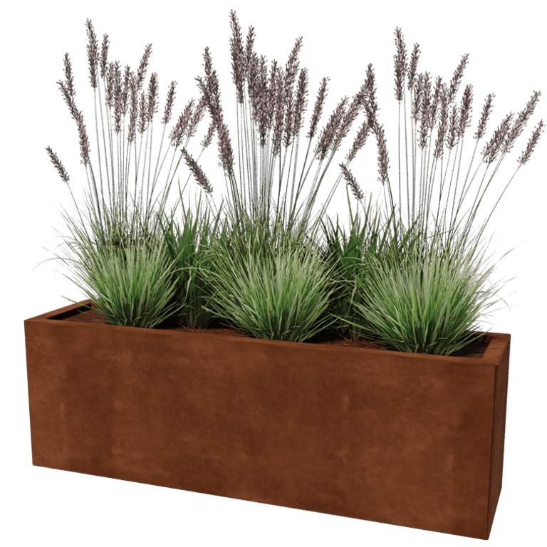 Plantekasse af cortenstål Texas 30 x 120 cm