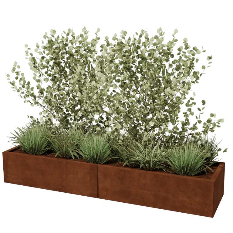 Plantekasse af cortenstål Texas xxl 200 x 50 cm