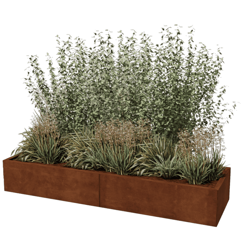Plantekasse af cortenstål Texas xxl 200 x 60 cm