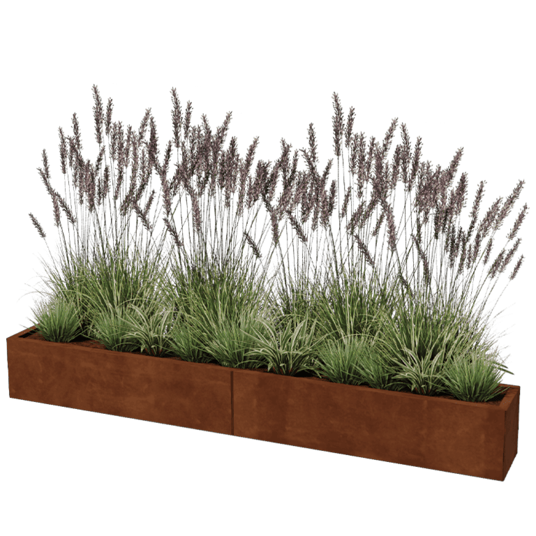 Plantekasse af cortenstål Texas xxl 240 x 30 cm
