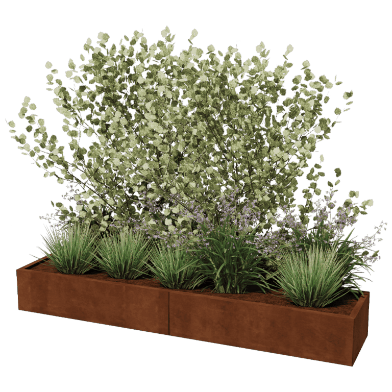 Plantekasse af cortenstål Texas xxl 240 x 50 cm