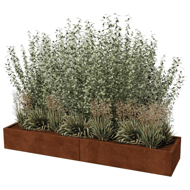 Plantekasse af cortenstål Texas xxl 240 x 60 cm