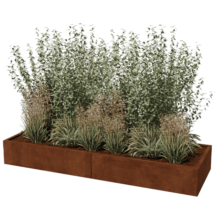 Plantekasse af cortenstål Texas xxl 240 x 80 cm