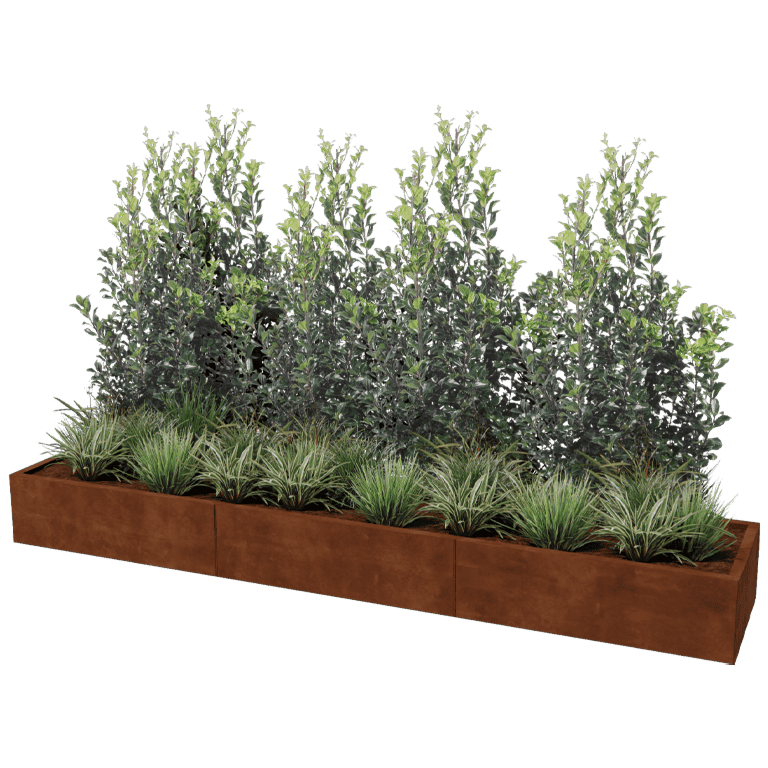 Plantekasse af cortenstål Texas xxl 300 x 60 cm