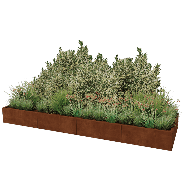 Plantekasse af cortenstål Texas xxl 320 x 100 cm