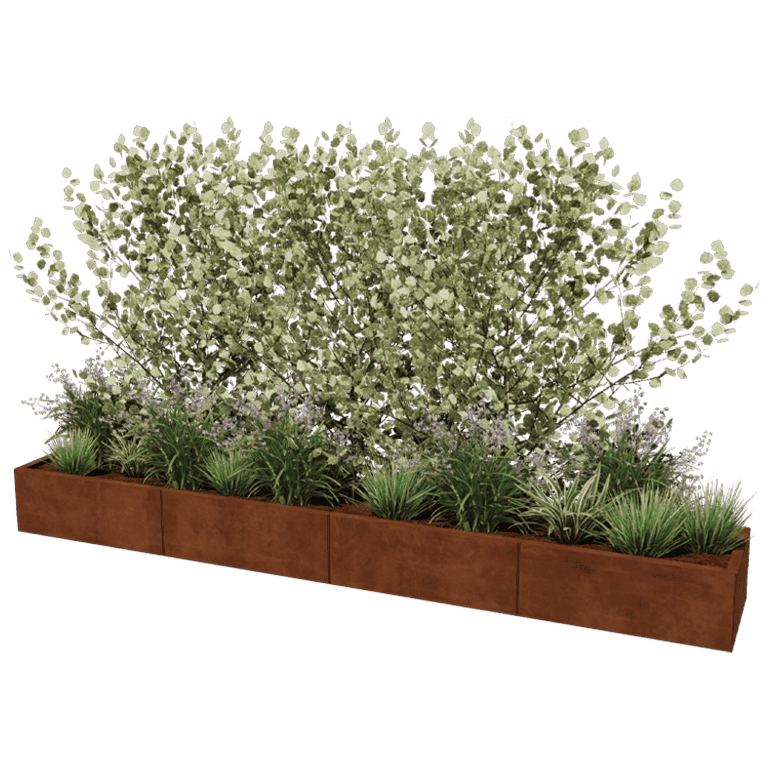 Plantekasse af cortenstål Texas xxl 320 x 50 cm
