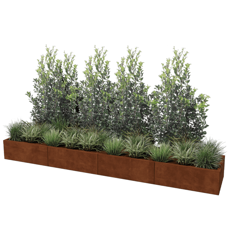 Plantekasse af cortenstål Texas xxl 320 x 60 cm