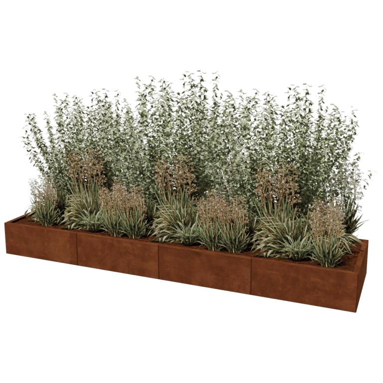 Plantekasse af cortenstål Texas xxl 320 x 80 cm