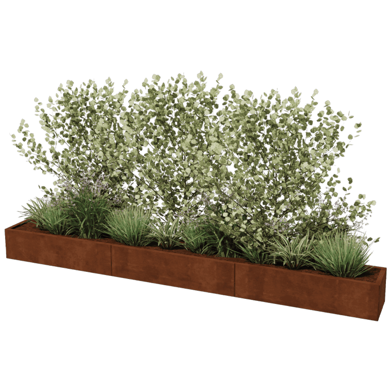 Plantekasse af cortenstål Texas xxl 360 x 40 cm