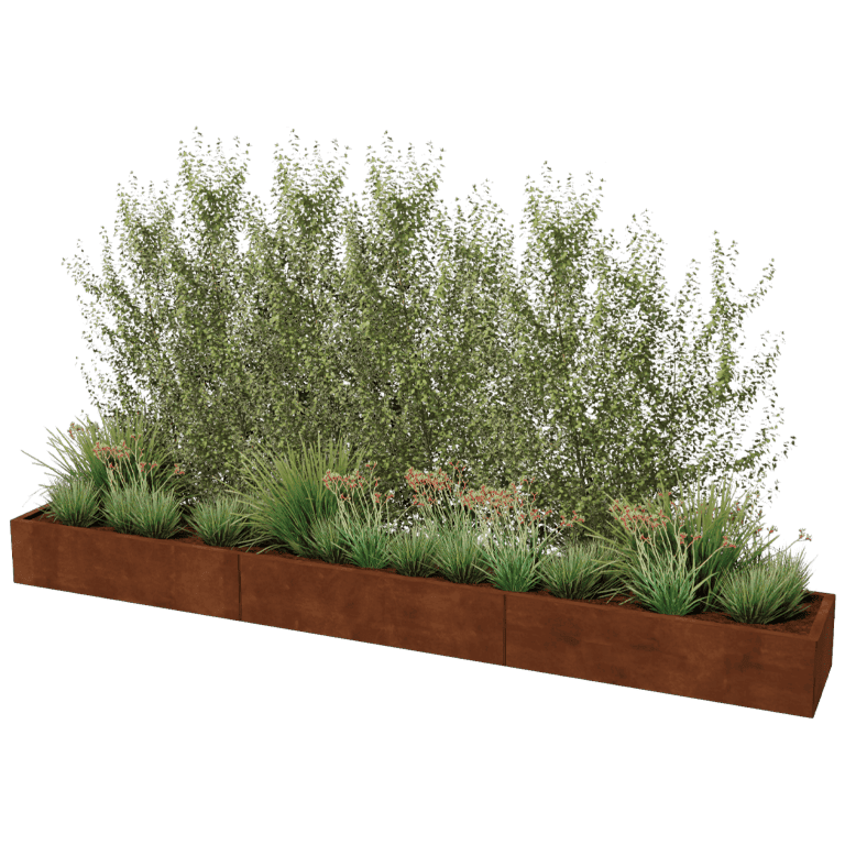 Plantekasse af cortenstål Texas xxl 360 x 50 cm