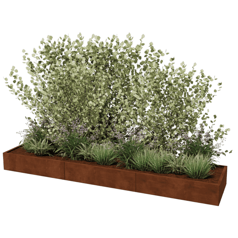 Plantekasse af cortenstål Texas xxl 360 x 80 cm