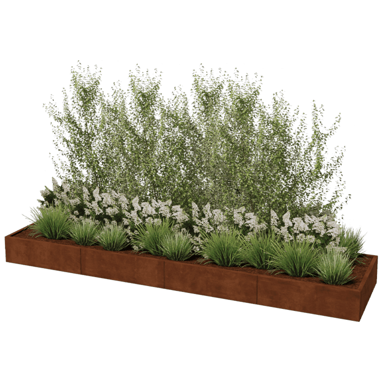 Plantekasse af cortenstål Texas xxl 400 x 100 cm