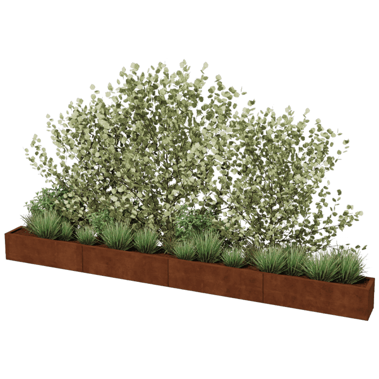 Plantekasse af cortenstål Texas xxl 400 x 30 cm