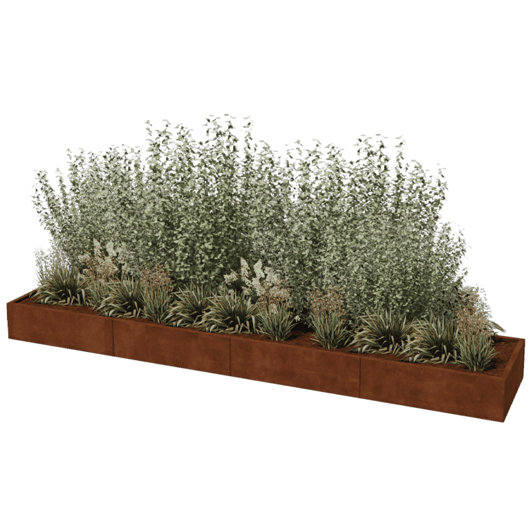 Plantekasse af cortenstål Texas xxl 400 x 80 cm