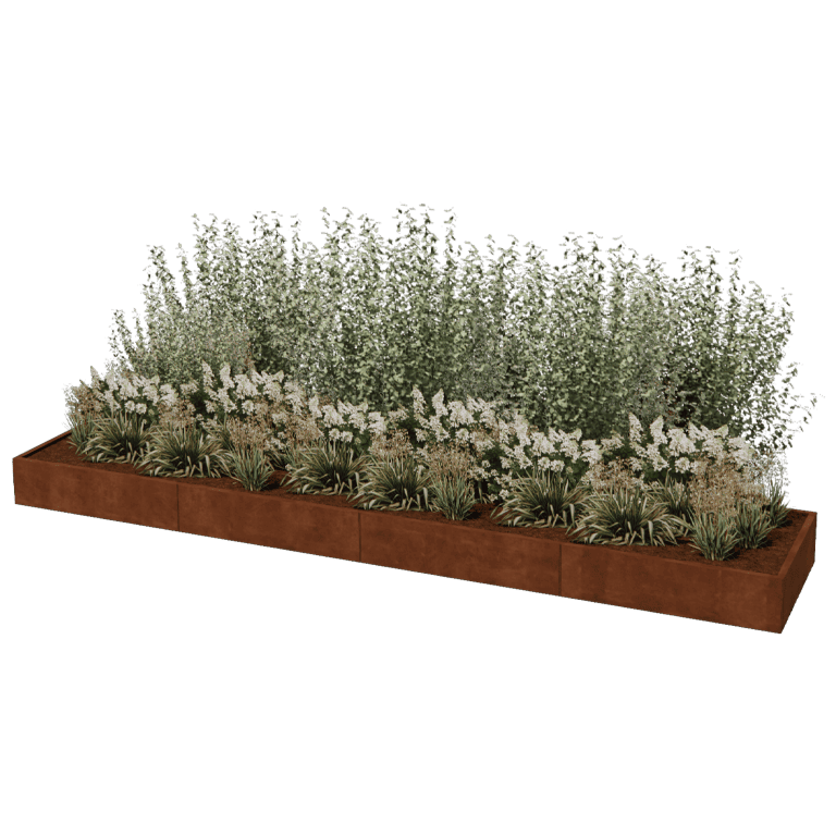 Plantekasse af cortenstål Texas xxl 480 x 100 cm