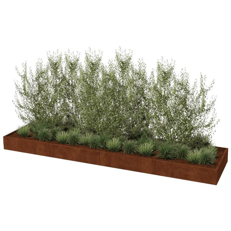 Plantekasse af cortenstål Texas xxl 480 x 120 cm