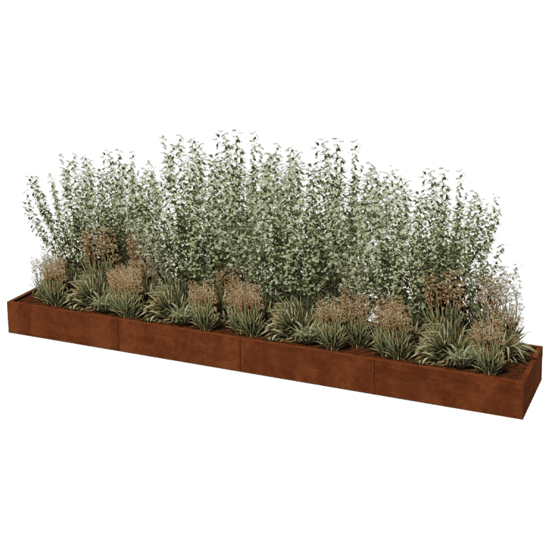 Plantekasse af cortenstål Texas xxl 480 x 80 cm