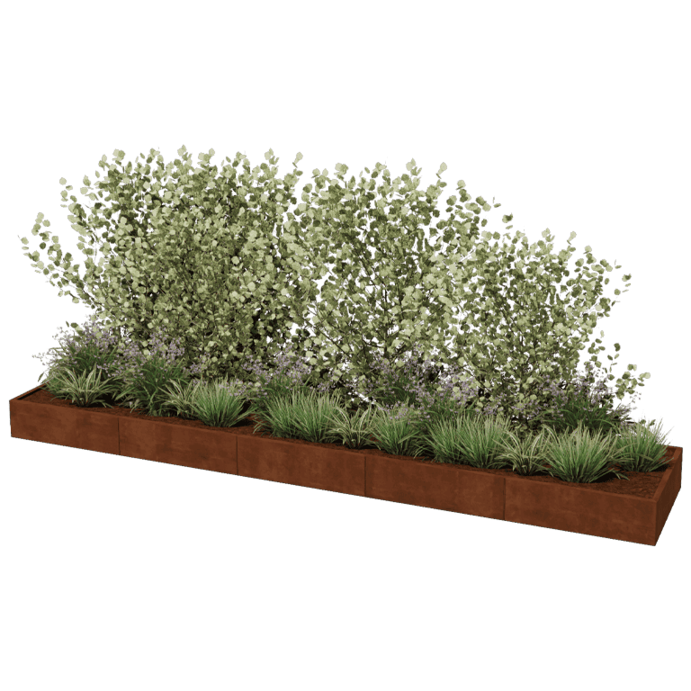 Plantekasse af cortenstål Texas xxl 500 x 100 cm