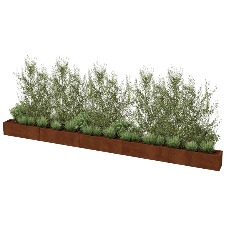 Plantekasse af cortenstål Texas xxl 500 x 30 cm