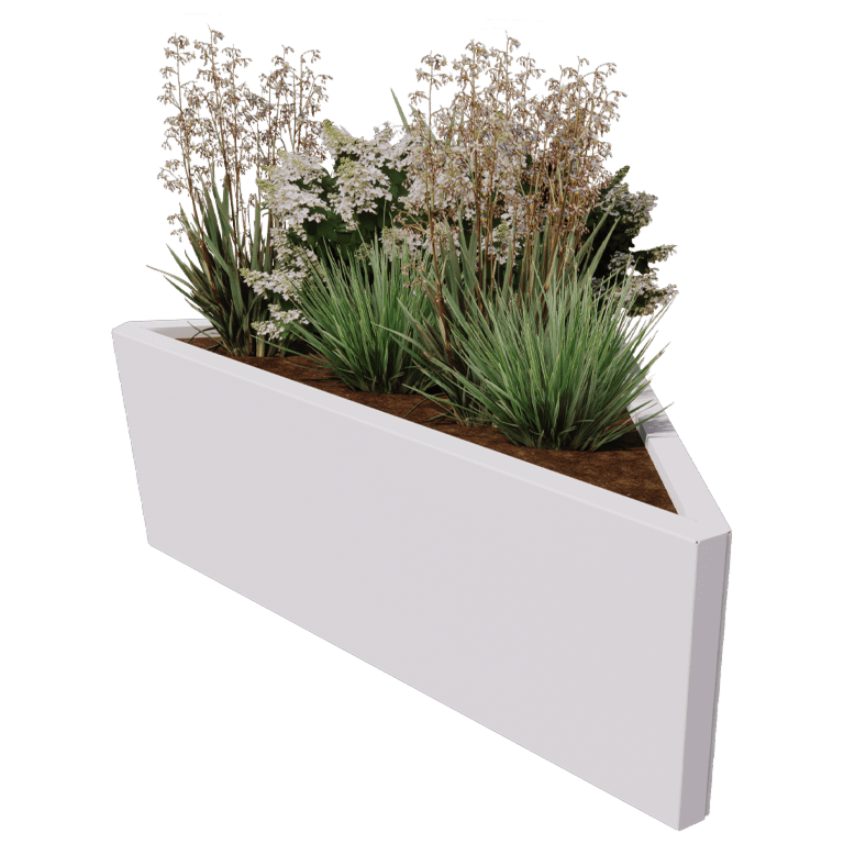 Plantekasse af pulverlakeret stål Alaska ligebenet 112 cm