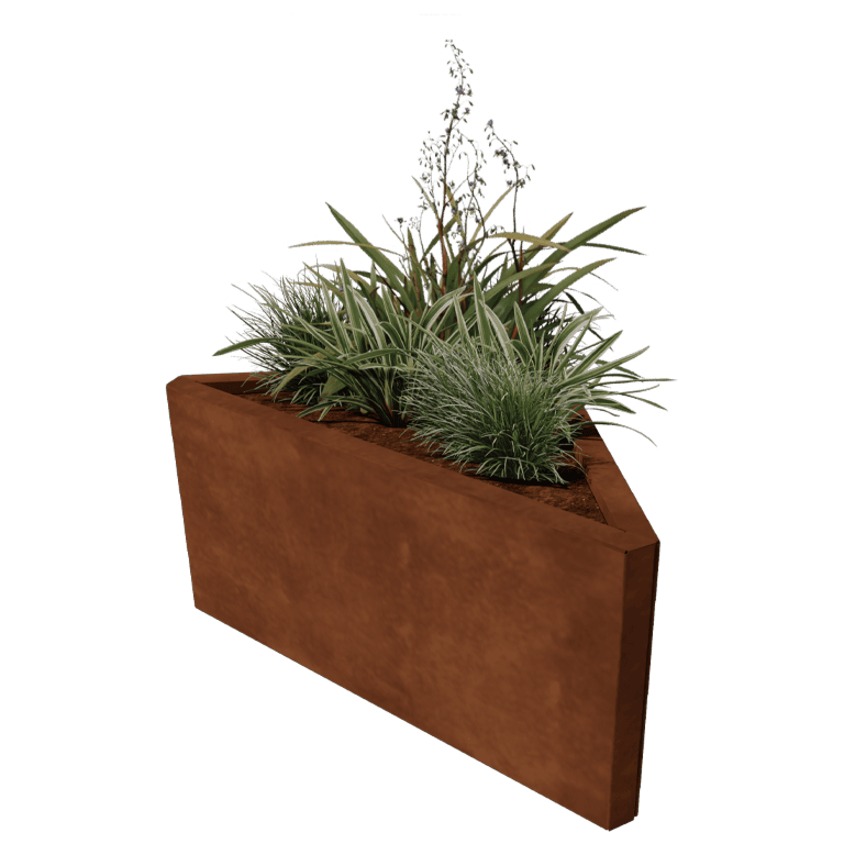 Plantekasse af cortenstål Alaska ligebenet 84 cm