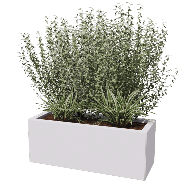 Plantekasse af pulverlakeret stål Texas 30 x 80 cm
