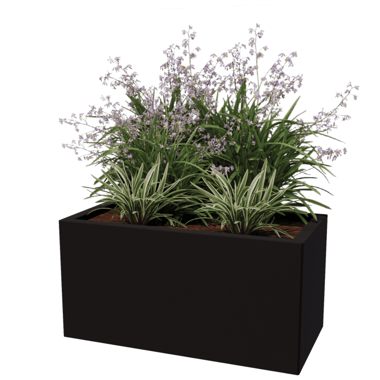 Plantekasse af pulverlakeret stål Texas 40 x 80 cm