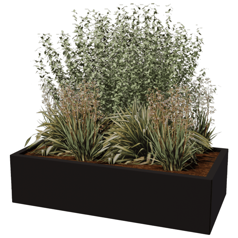 Plantekasse af pulverlakeret stål Texas 60 x 120 cm