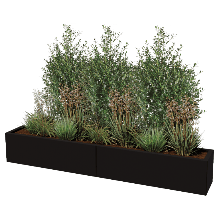 Plantekasse af pulverlakeret stål Texas xxl 200 x 30 cm