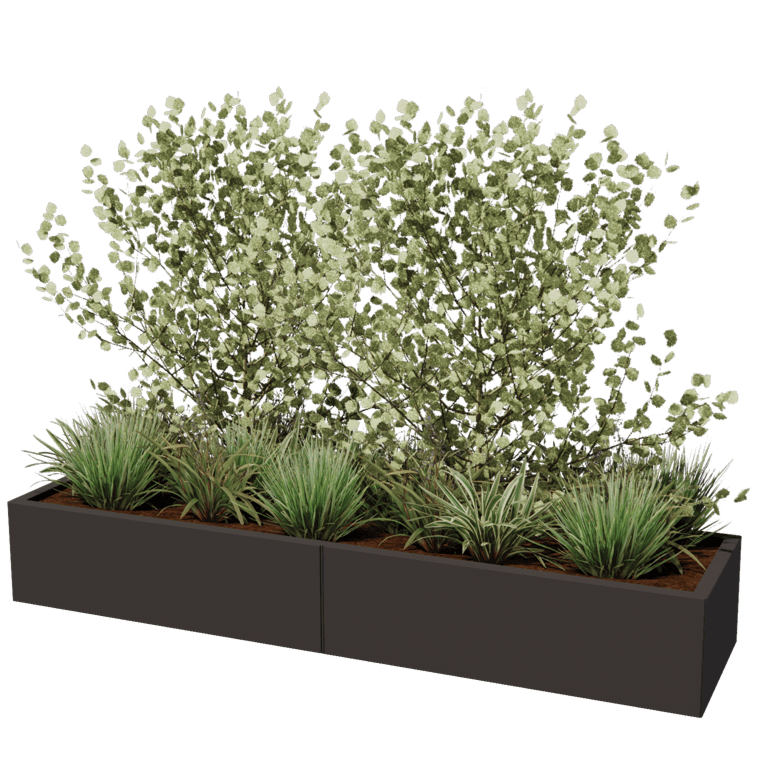 Plantekasse af pulverlakeret stål Texas xxl 200 x 50 cm