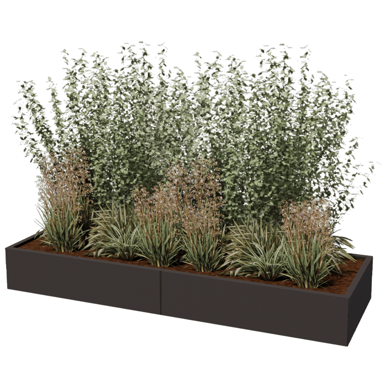 Plantekasse af pulverlakeret stål Texas xxl 240 x 80 cm