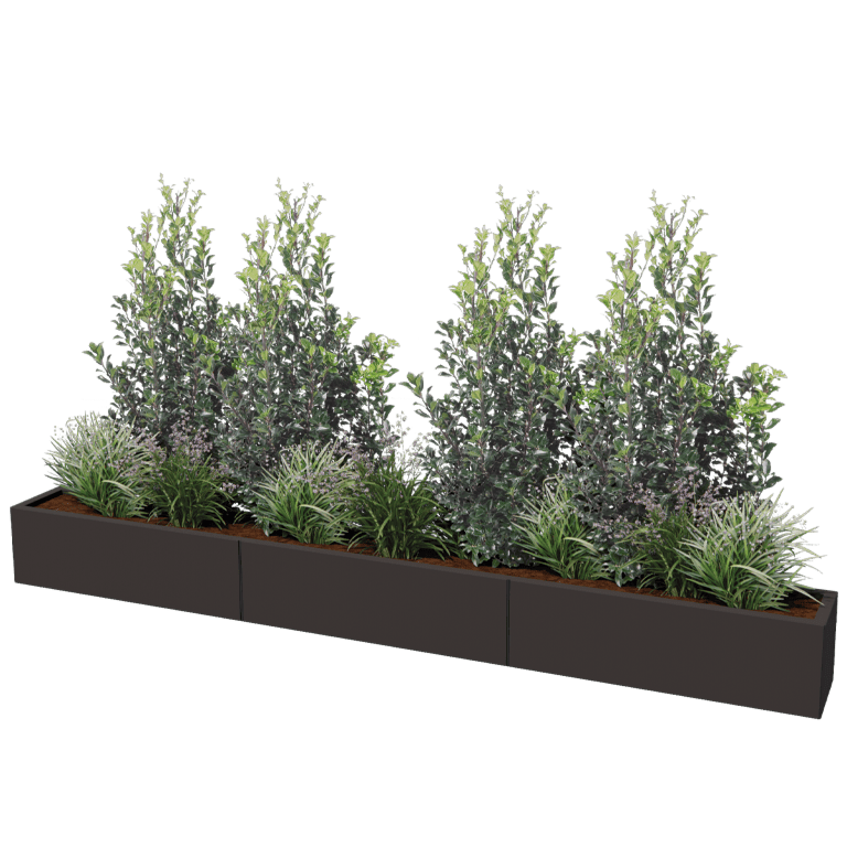 Plantekasse af pulverlakeret stål Texas xxl 300 x 30 cm