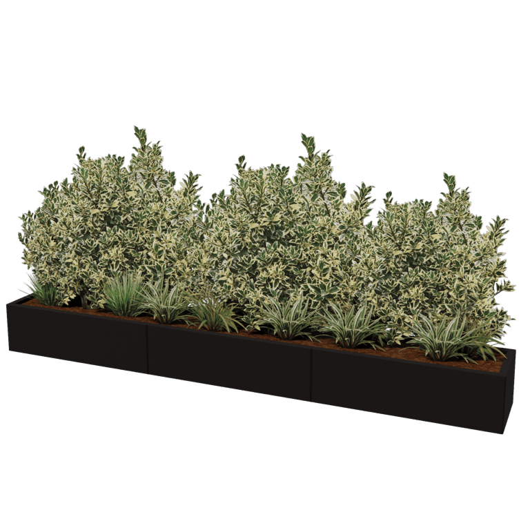 Plantekasse af pulverlakeret stål Texas xxl 300 x 40 cm