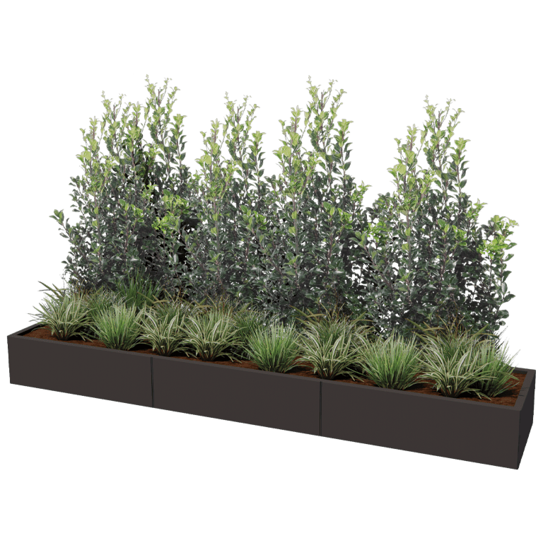 Plantekasse af pulverlakeret stål Texas xxl 300 x 60 cm