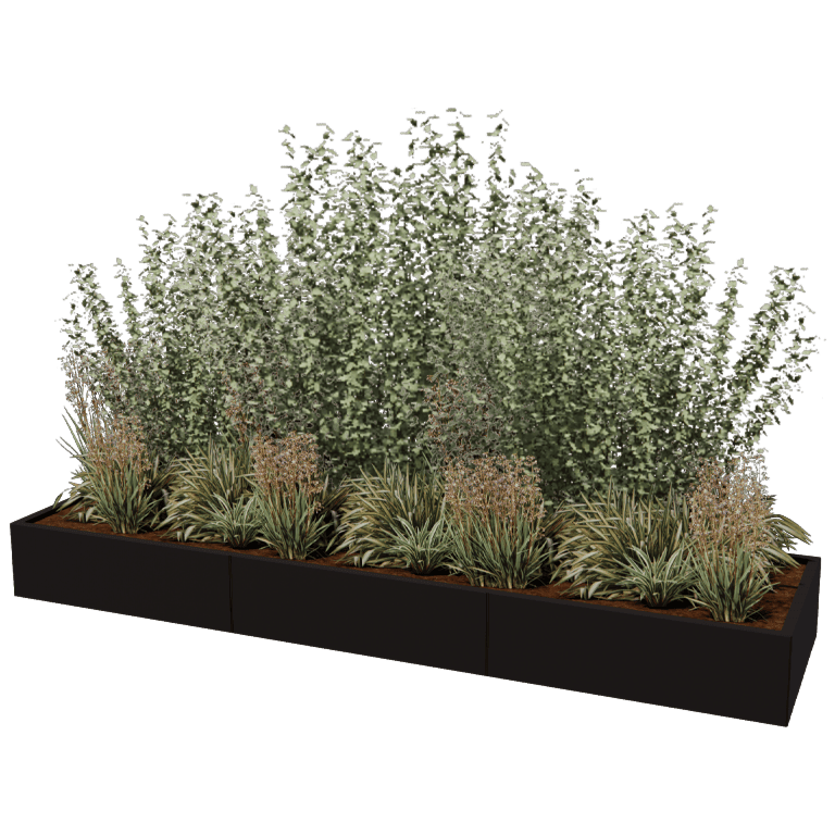 Plantekasse af pulverlakeret stål Texas xxl 300 x 80 cm