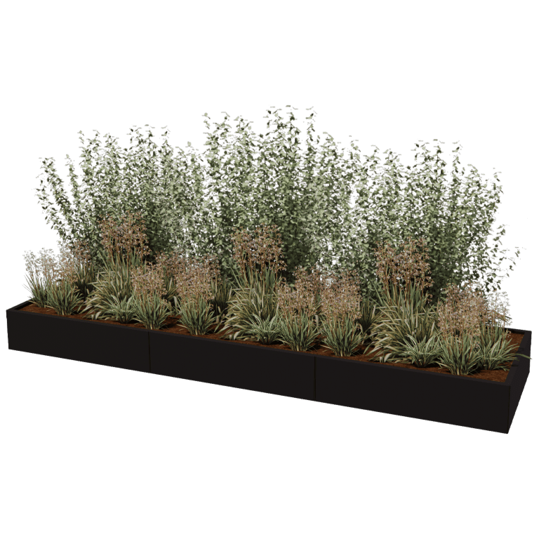 Plantekasse af pulverlakeret stål Texas xxl 360 x 100 cm