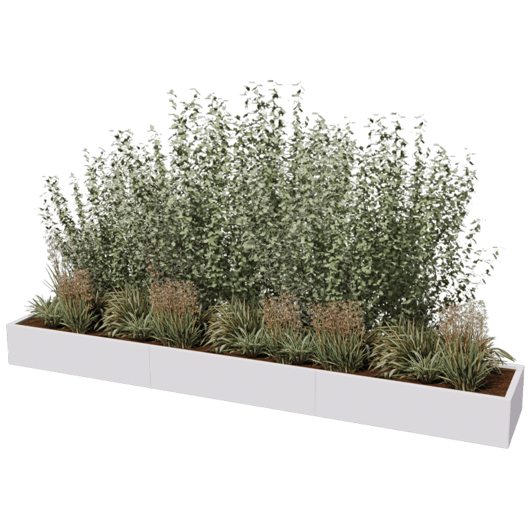 Plantekasse af pulverlakeret stål Texas xxl 360 x 60 cm