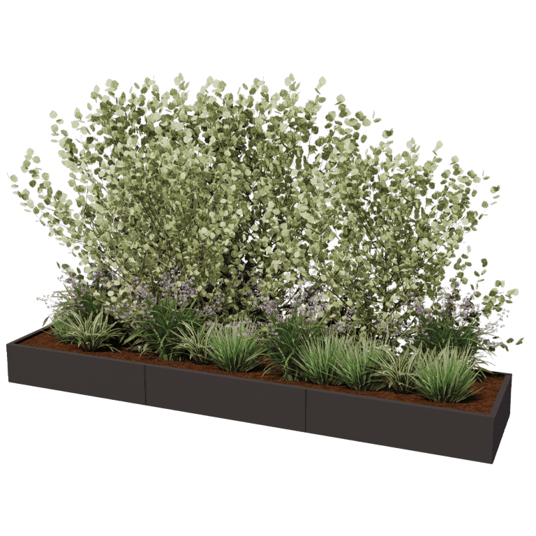 Plantekasse af pulverlakeret stål Texas xxl 360 x 80 cm