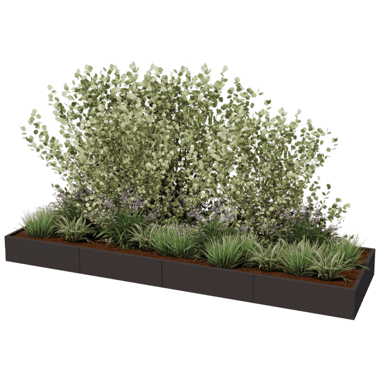 Plantekasse af pulverlakeret stål Texas xxl 400 x 120 cm