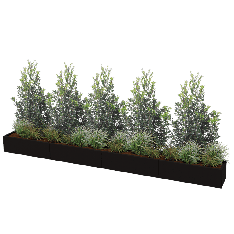 Plantekasse af pulverlakeret stål Texas xxl 400 x 40 cm
