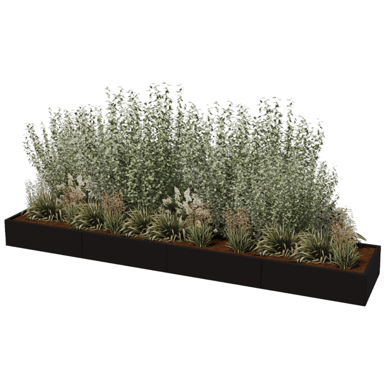 Plantekasse af pulverlakeret stål Texas xxl 400 x 80 cm